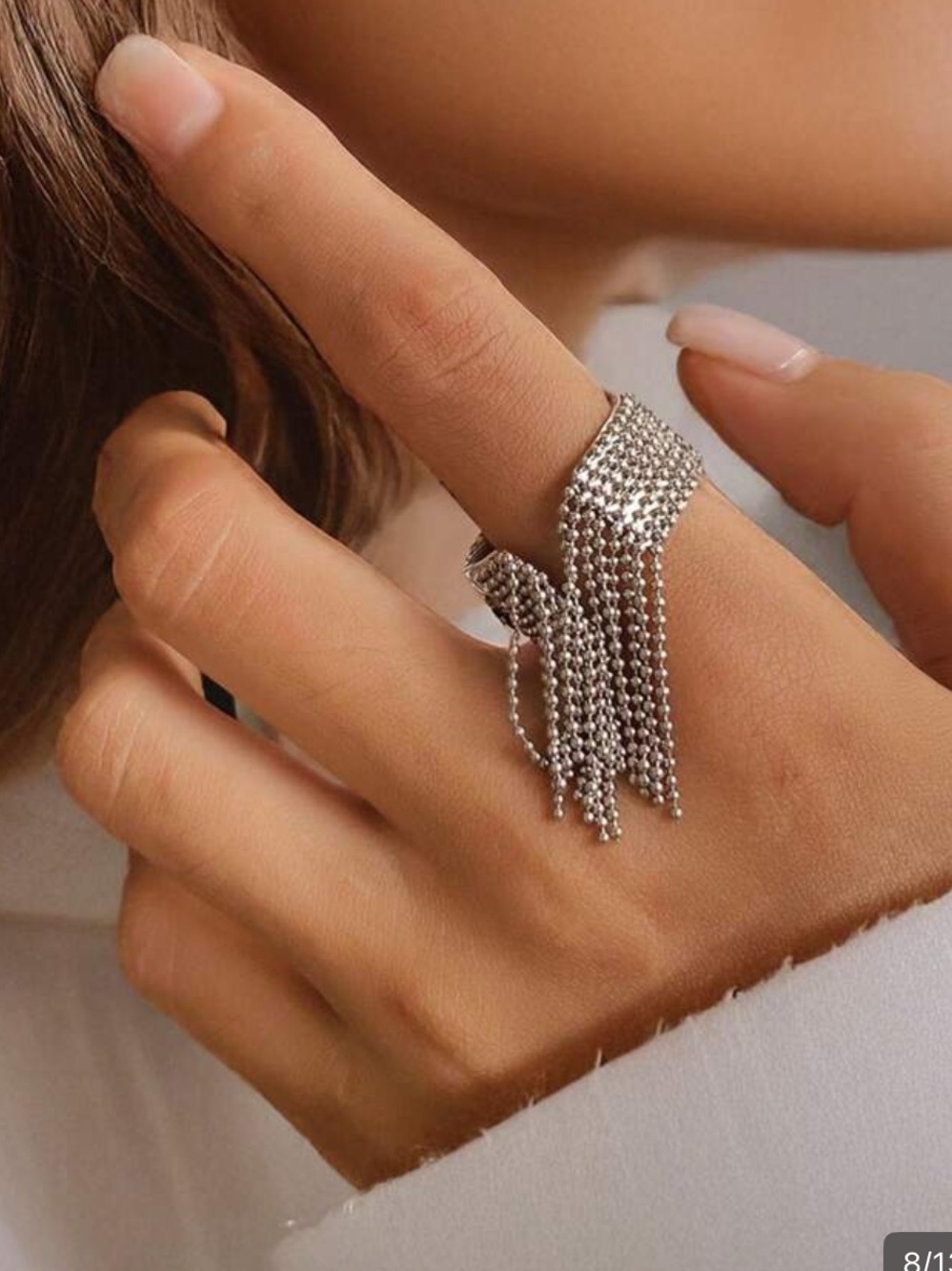 New in packaging Stainless Steel Dangle drop ring Adjustable size